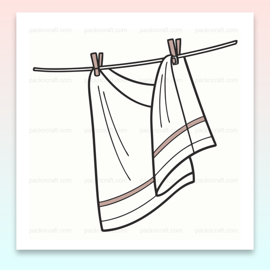 Illustration d'une serviette qui sèche en ligne simple pour projets DIY et déco