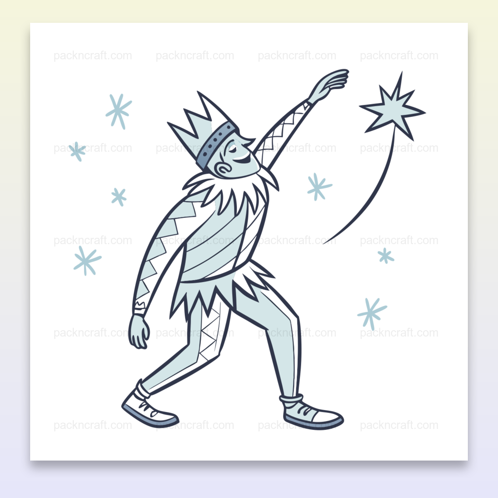 Illustration pastel du Roi Étoilé souriant, adaptée pour projets DIY et décoration.