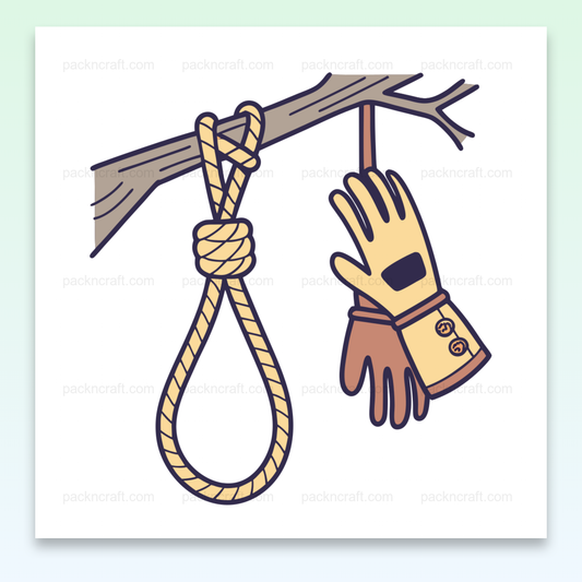 Illustration d'un gant suspendu à une branche, idéale pour la décoration et les projets créatifs.