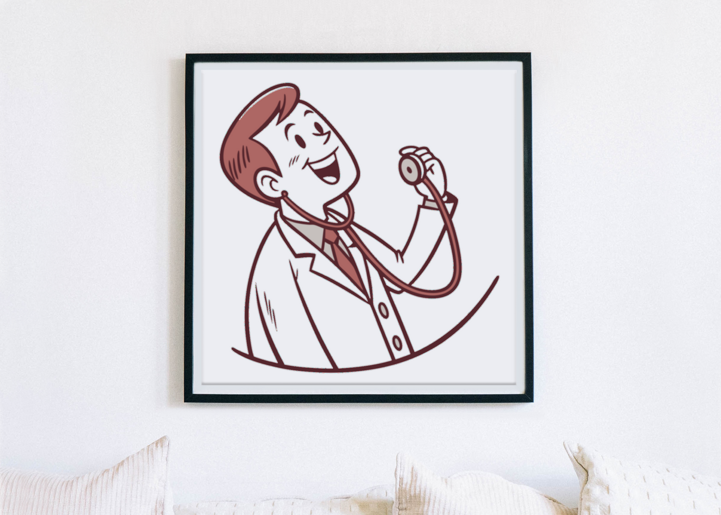 Docteur Heureux avec Stéthoscope | SVG Vintage | Santé