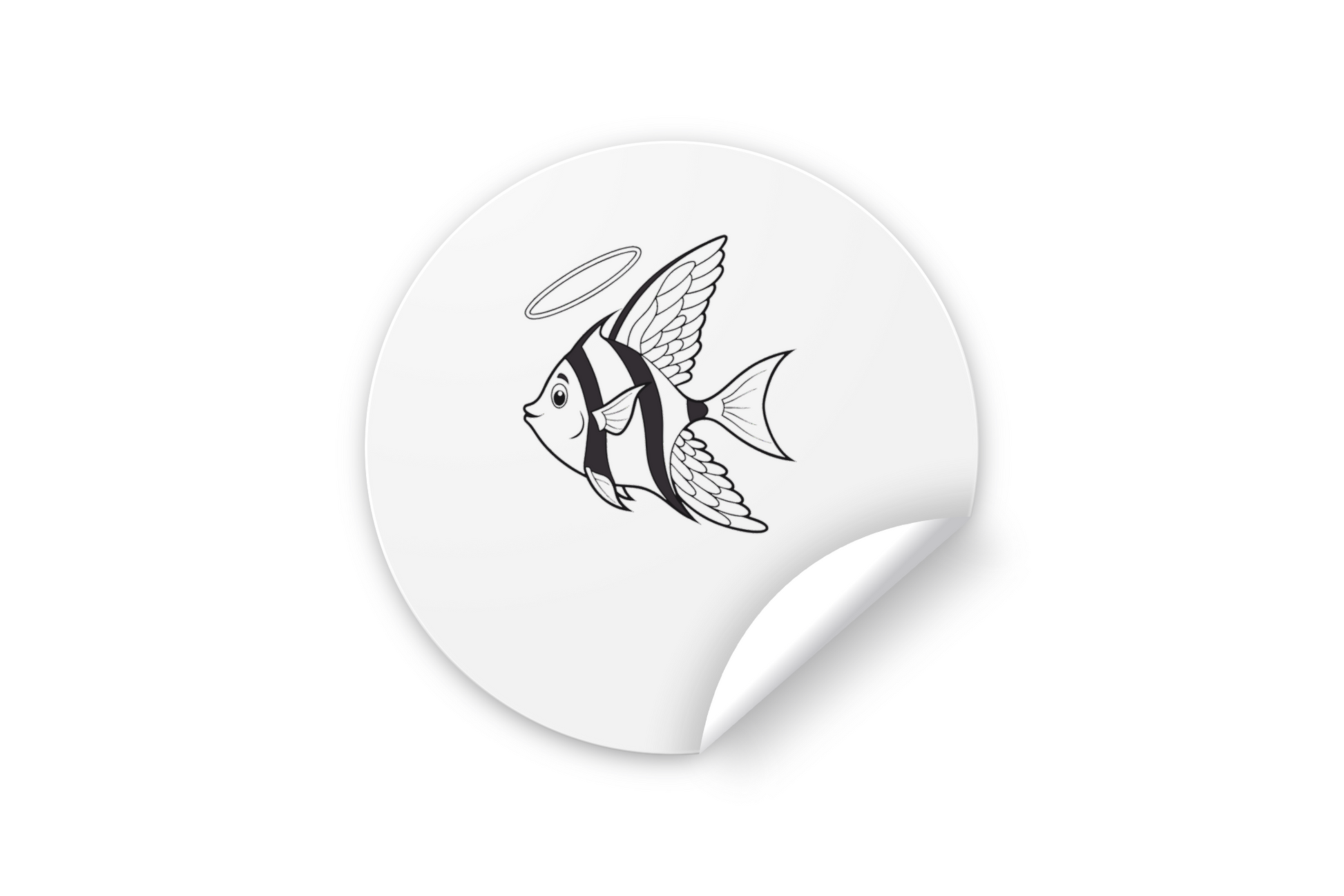 Sticker poisson divin ailé élégant en style vectoriel sur thème marin
