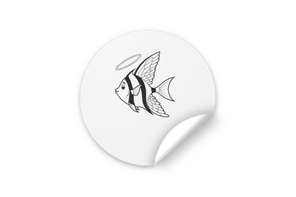 Sticker poisson divin ailé élégant en style vectoriel sur thème marin