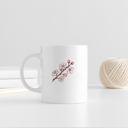Mug décoré de fleurs de cerisier pastel, ambiance printanière et élégante