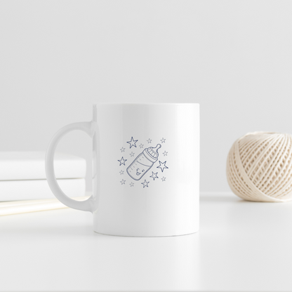 Motif biberon étoiles sur mug, cadeau personnalisé adorable