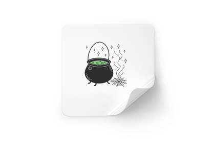 Sticker décoratif avec un chaudron magique fumant évoquant l'ambiance Halloween