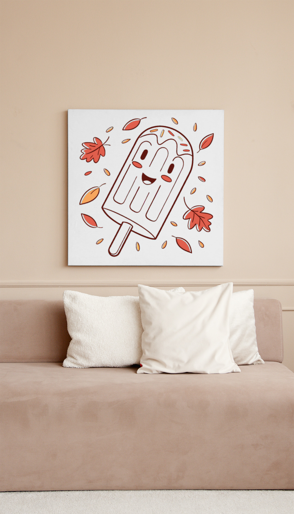 Cadre décoratif avec esquimau souriant et couleurs douces pour l'automne