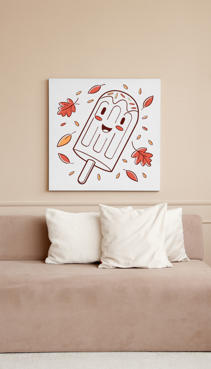 Cadre décoratif avec esquimau souriant et couleurs douces pour l'automne