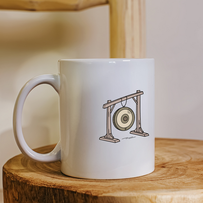 Mug en céramique avec motif gong minimaliste pour une touche zen et relaxante