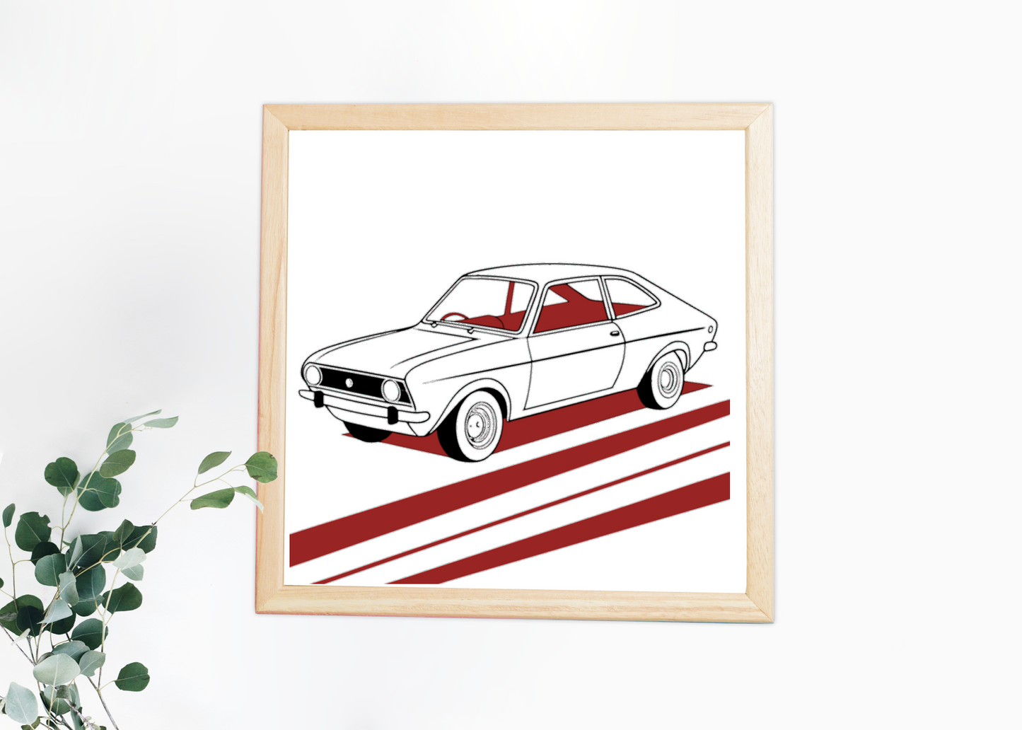 Cadre décoratif avec une illustration de voiture rétro Vauxhall Viva.
