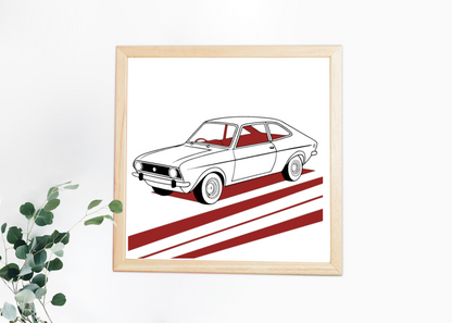 Cadre décoratif avec une illustration de voiture rétro Vauxhall Viva.