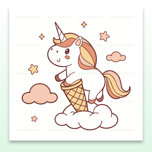 Illustration adorable de licorne pastel avec glace et nuages pour déco et DIY