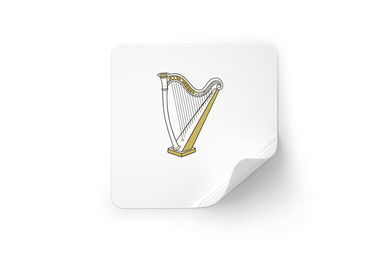 Sticker vecteur harpiste rêveur élégant pour amateurs de musique et évasion