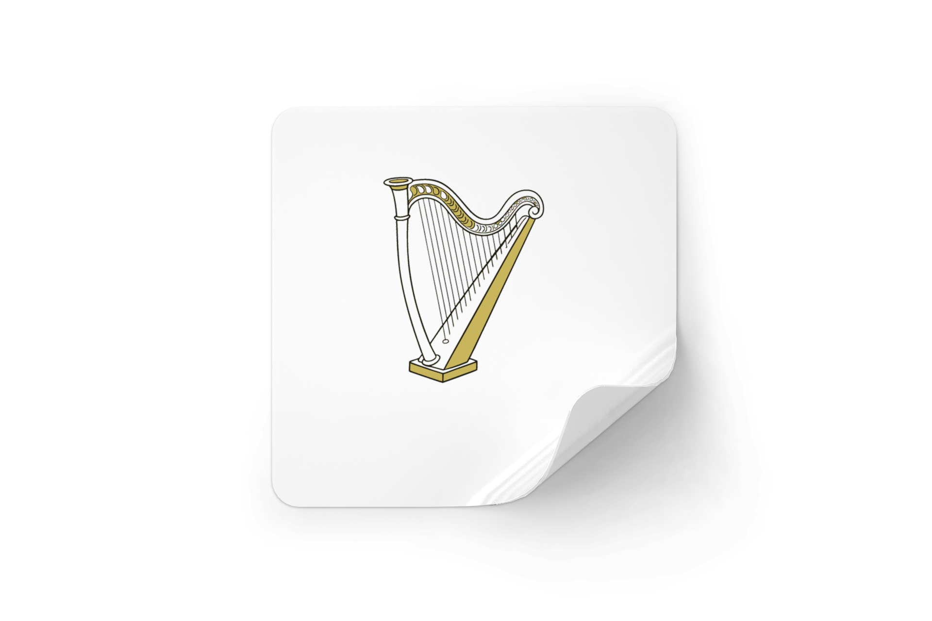 Sticker vecteur harpiste rêveur élégant pour amateurs de musique et évasion