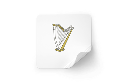 Sticker vecteur harpiste rêveur élégant pour amateurs de musique et évasion