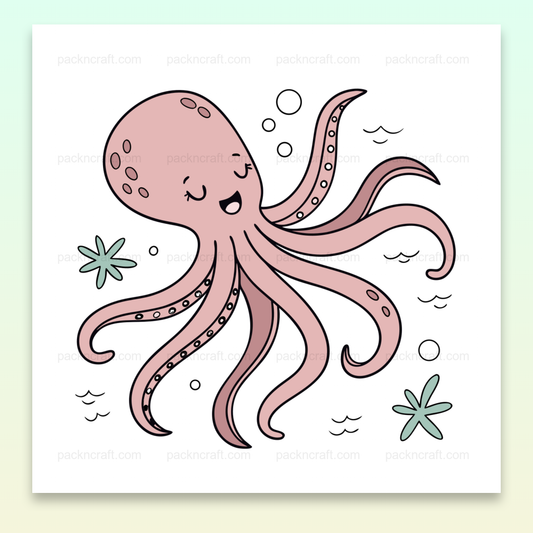 Illustration joyeuse de poulpe en style pastel pour décoration et projets DIY