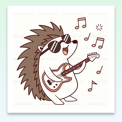 Illustration d'un hérisson jouant de la guitare électrique, parfait pour projets DIY musicaux.