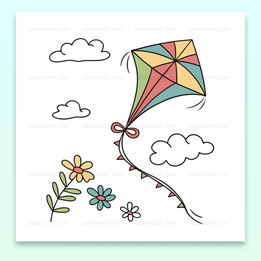 Illustration de cerf-volant coloré dans le vent printanier en SVG, idéale pour DIY et déco.