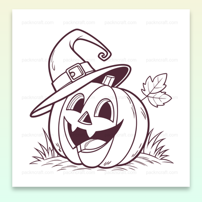 Citrouille enchantée riant avec un chapeau de sorcier pour Halloween.