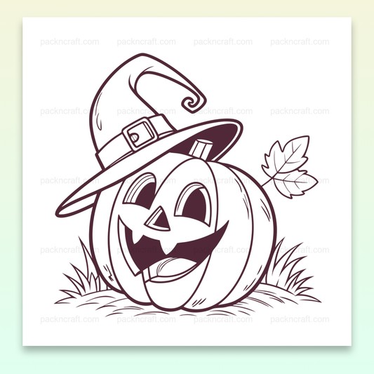 Citrouille enchantée riant avec un chapeau de sorcier pour Halloween.