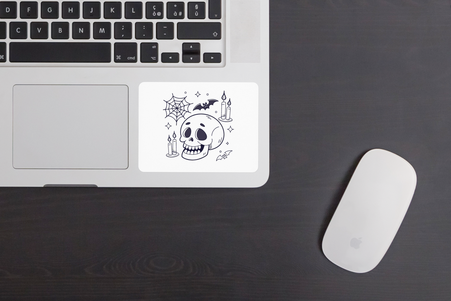 Sticker avec décoration fantomatique crâne et chauve-souris pour Halloween
