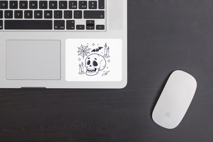 Sticker avec décoration fantomatique crâne et chauve-souris pour Halloween
