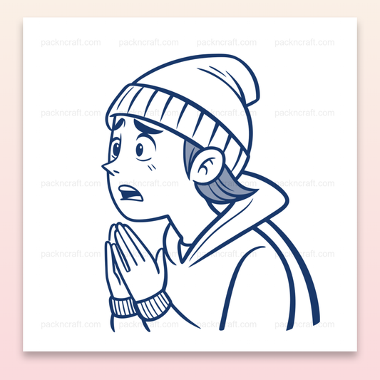Jeune garçon priant, illustration monochrome pour usage éducatif et créatif