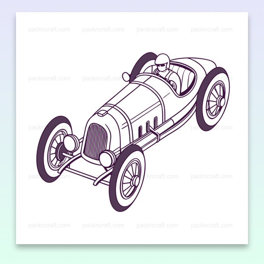 Illustration vectorielle de voiture Bugatti type 35 en action, Voiture de collection Bugatti type 35 encadrée pour décoration vintage, Design de Bugatti type 35 sur mug pour fans d'automobile rétro, Sticker de course vintage avec Bugatti type 35, Impression sur T-shirt de voiture Bugatti type 35