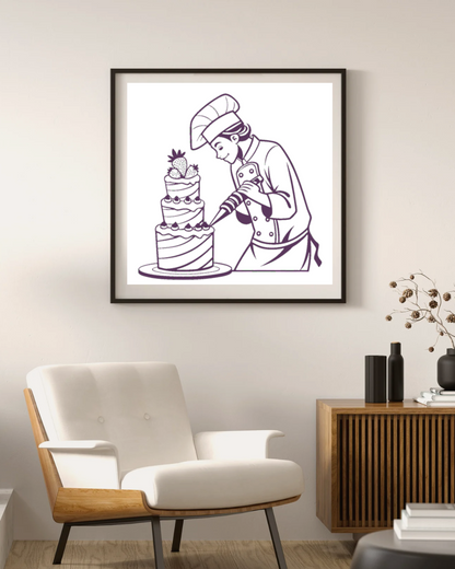 Pâtissier Concentré | Décor SVG Élégant | Thème Gastronomie