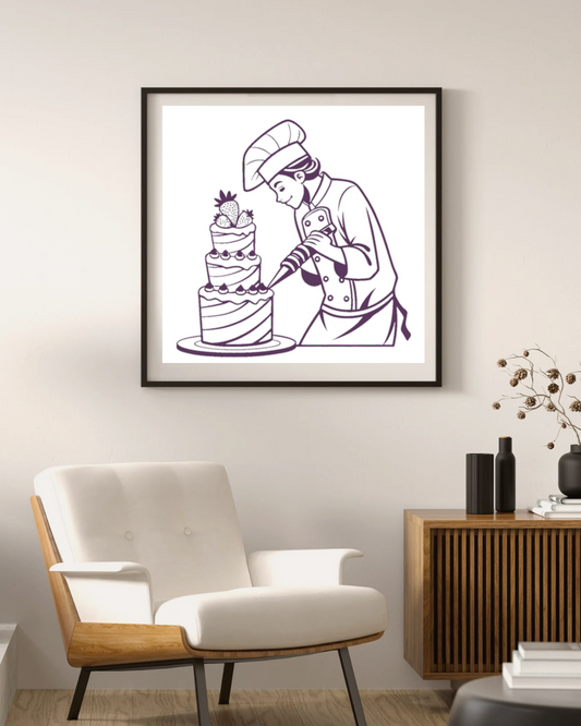 Pâtissier Concentré | Décor SVG Élégant | Thème Gastronomie