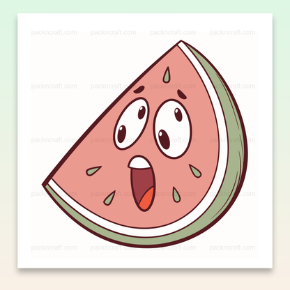 Illustration vectorielle de pastèque effrayée, idéale pour DIY et déco.
