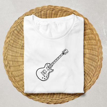 T-shirt rock avec guitare électrique stylisée ambiance dynamique et moderne