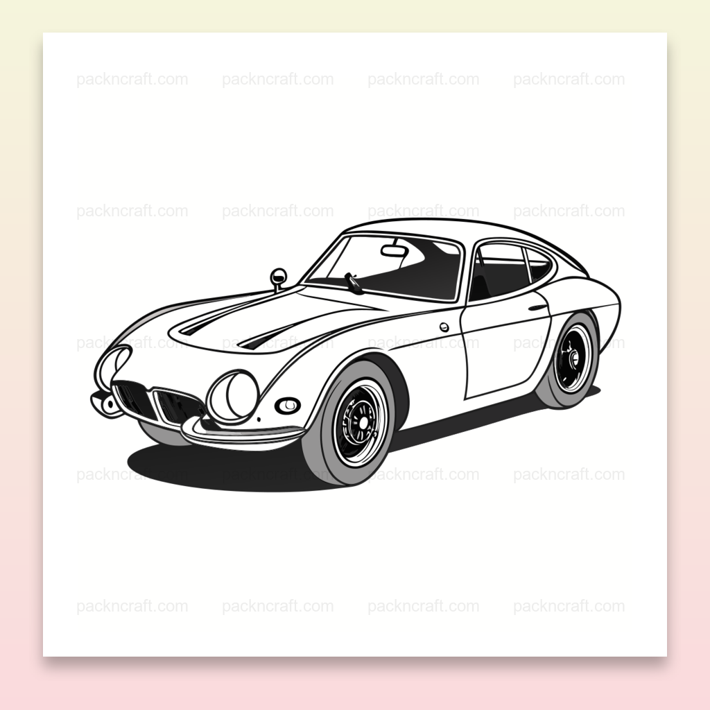 Visuel vintage d'une voiture emblématique, idéal pour un style rétro distinctif.