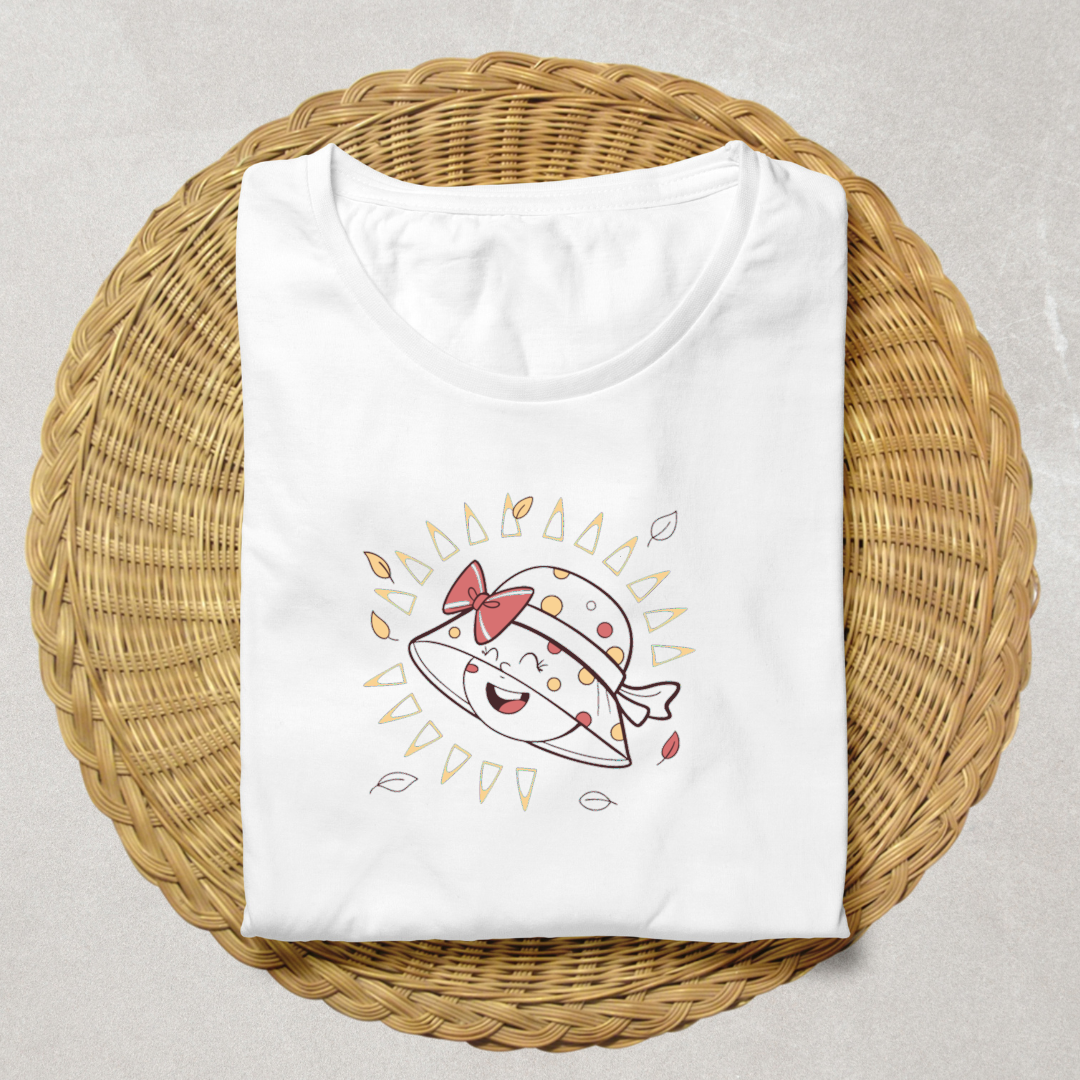 T-shirt avec motif joyeux de chapeau rigolo et soleil pour un look ensoleillé