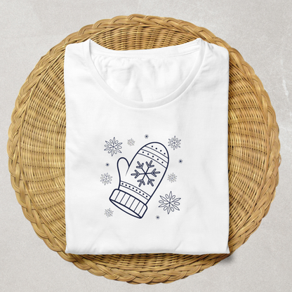 T-shirt avec motif minimaliste de moufle enneigée pour une ambiance hiver magique