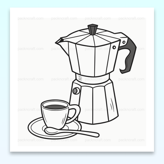 Illustration SVG monochrome d'une cafetière traditionnelle et tasse pour projets créatifs
