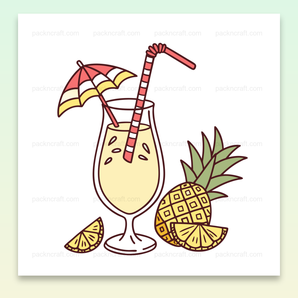 Illustration d'un cocktail tropical en style pastel pour décor ou projets DIY