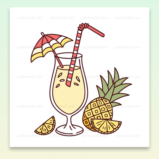 Illustration d'un cocktail tropical en style pastel pour décor ou projets DIY