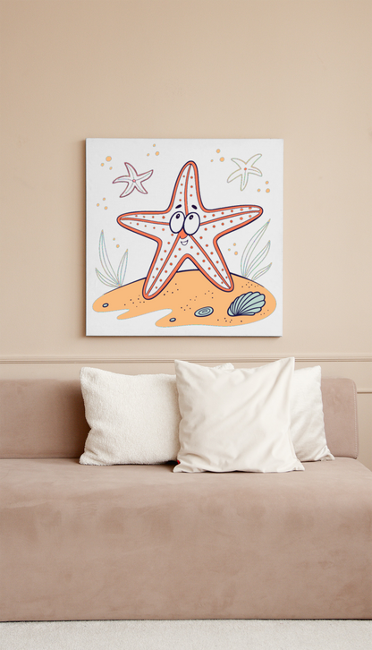 Cadre décoratif avec une étoile de mer cartoon pour un style marin ludique