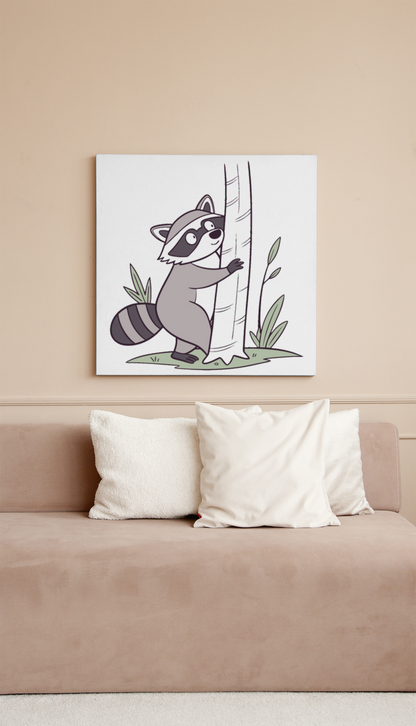 Cadre en bois avec raton amusant dans une scène forestière joyeuse et magique