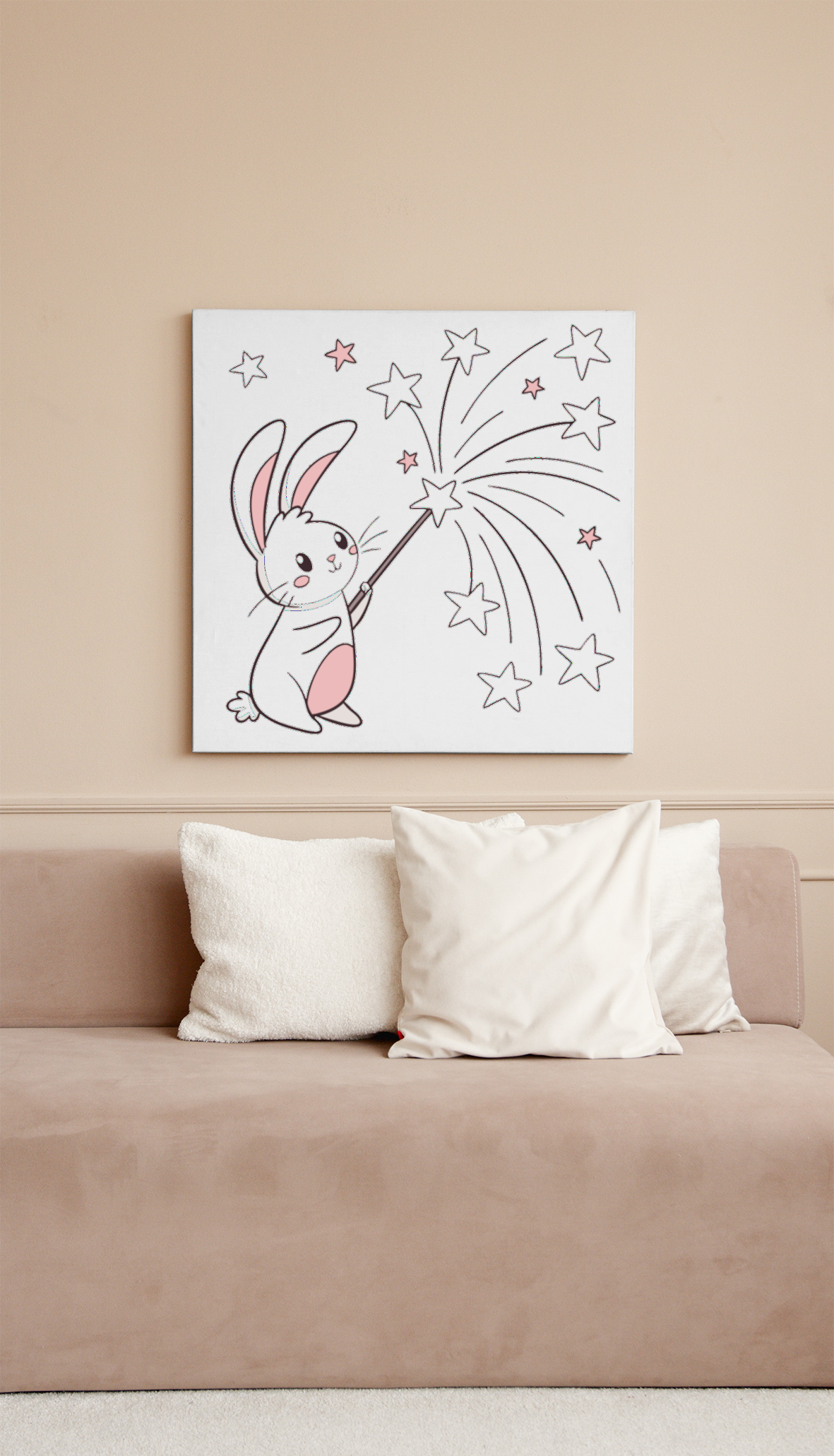 Illustration encadrée d'un lapin charmant pour décorer votre espace