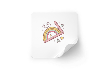 Sticker avec icône numérique arc-en-ciel joyeux style pastel pour école créative