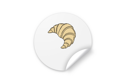 Sticker avec un croissant pastel sur fond de boulangerie tentant pour gourmands