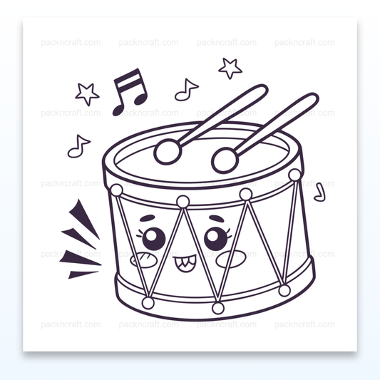 Illustration de tambour kawaii joyeux pour projets créatifs.