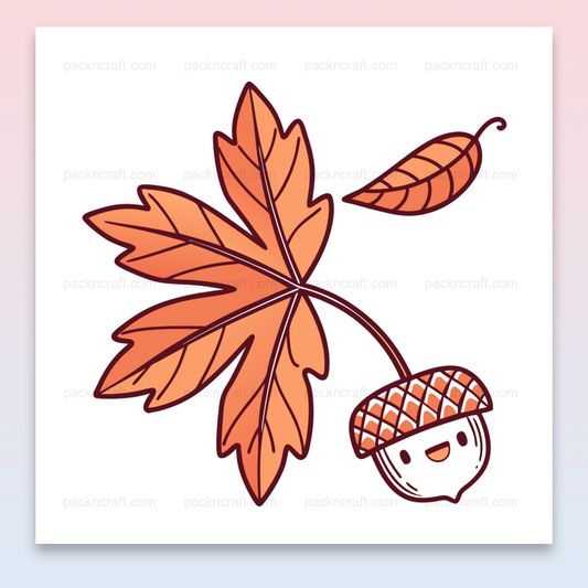 Illustration d'un gland souriant automnal en SVG vectoriel pour décor et papeterie.