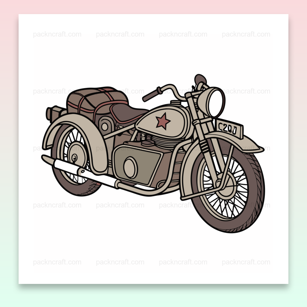 Design vectoriel de moto sidecar Ural rétro pour déco vintage