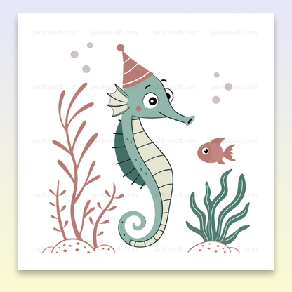 Hippocampe festif, illustration kawaii utilisable en papeterie, DIY