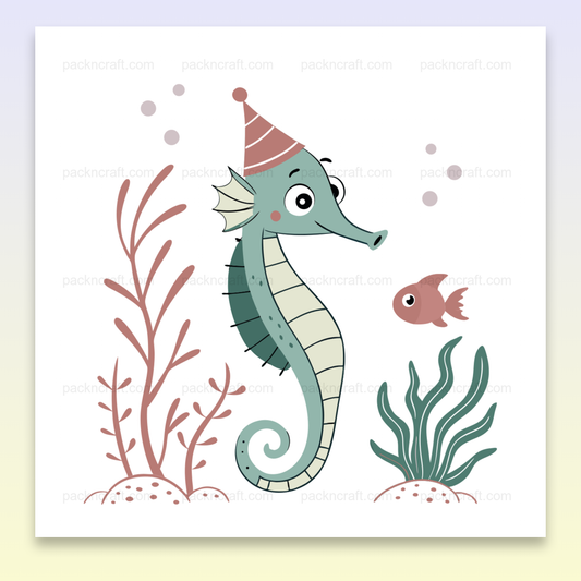 Hippocampe festif, illustration kawaii utilisable en papeterie, DIY
