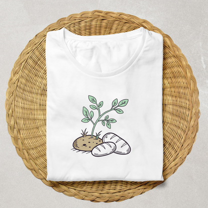T-shirt décoré d'une illustration vectorielle d'une jeune pousse en pleine croissance