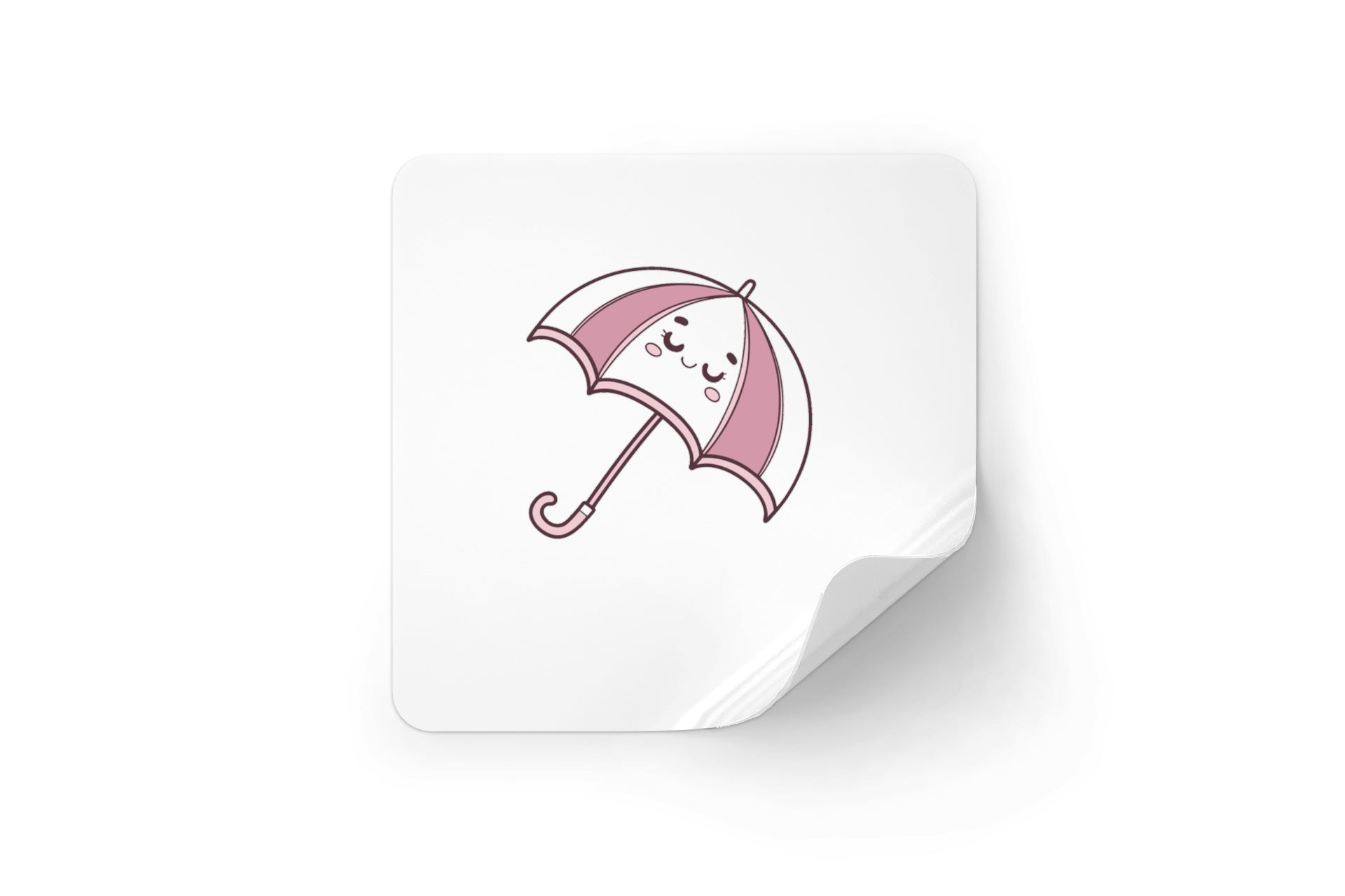 Sticker décoratif avec un parapluie kawaii jovial sur un thème pluvieux