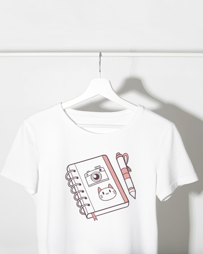 T-shirt avec icône d'appareil photo kawaii pastel idéal en papeterie créative